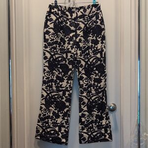 EUC s.2 LOFT Navy and Cream Floral Trousers